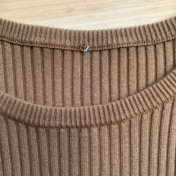 ARITZIA BABATON Camel Streep Dress Maxi Ribbed Knit - Picture 6 of 11